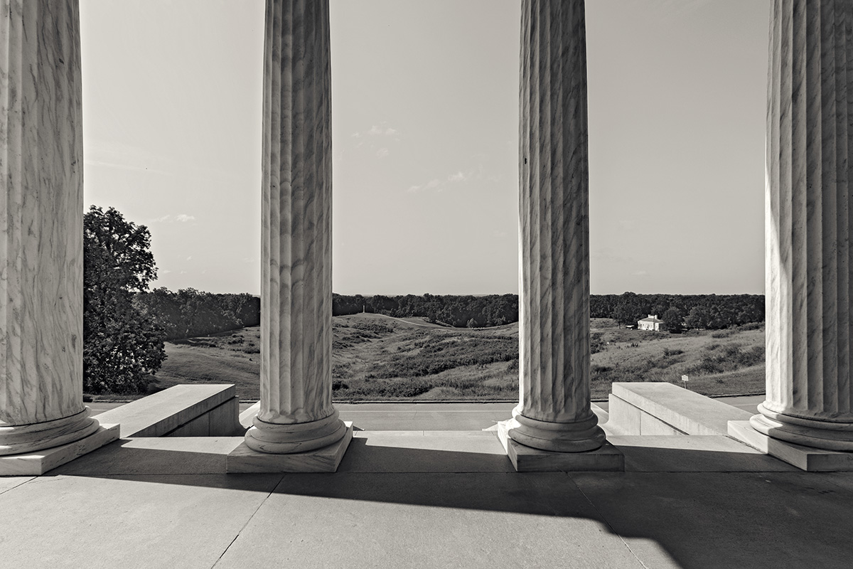 Vicksburg Battlefield from the steps of the Illinois State Memorial, Vicksburg National Military Park, Vicksburg, MS.
